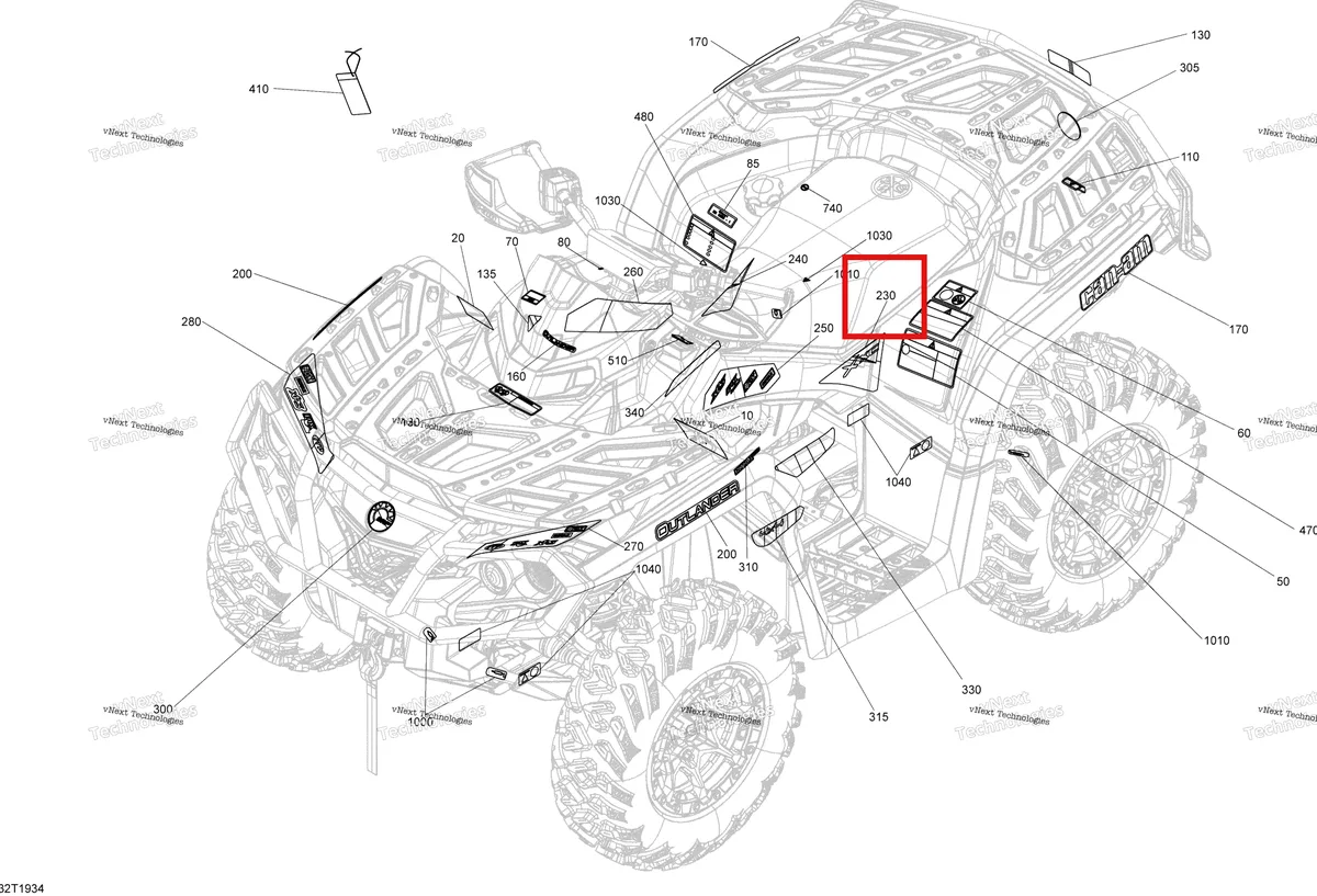 Деталь 704906880 на схеме узла 2019 Can-Am OUTLANDER 1000 EFI - T3 Decals Except Xmr