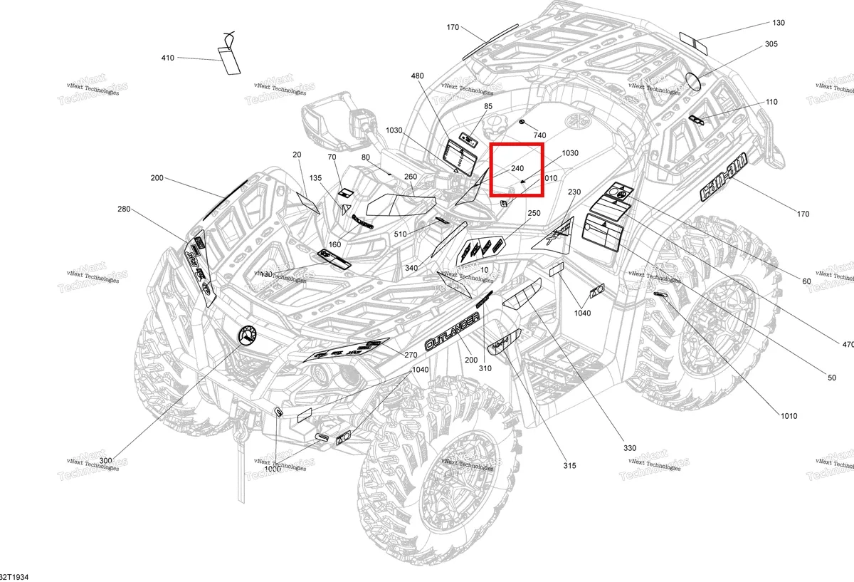 Деталь 704906881 на схеме узла 2019 Can-Am OUTLANDER 1000 EFI - T3 Decals Except Xmr