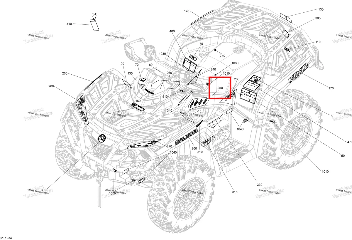 Деталь 704906882 на схеме узла 2019 Can-Am OUTLANDER 1000 EFI - T3 Decals Except Xmr