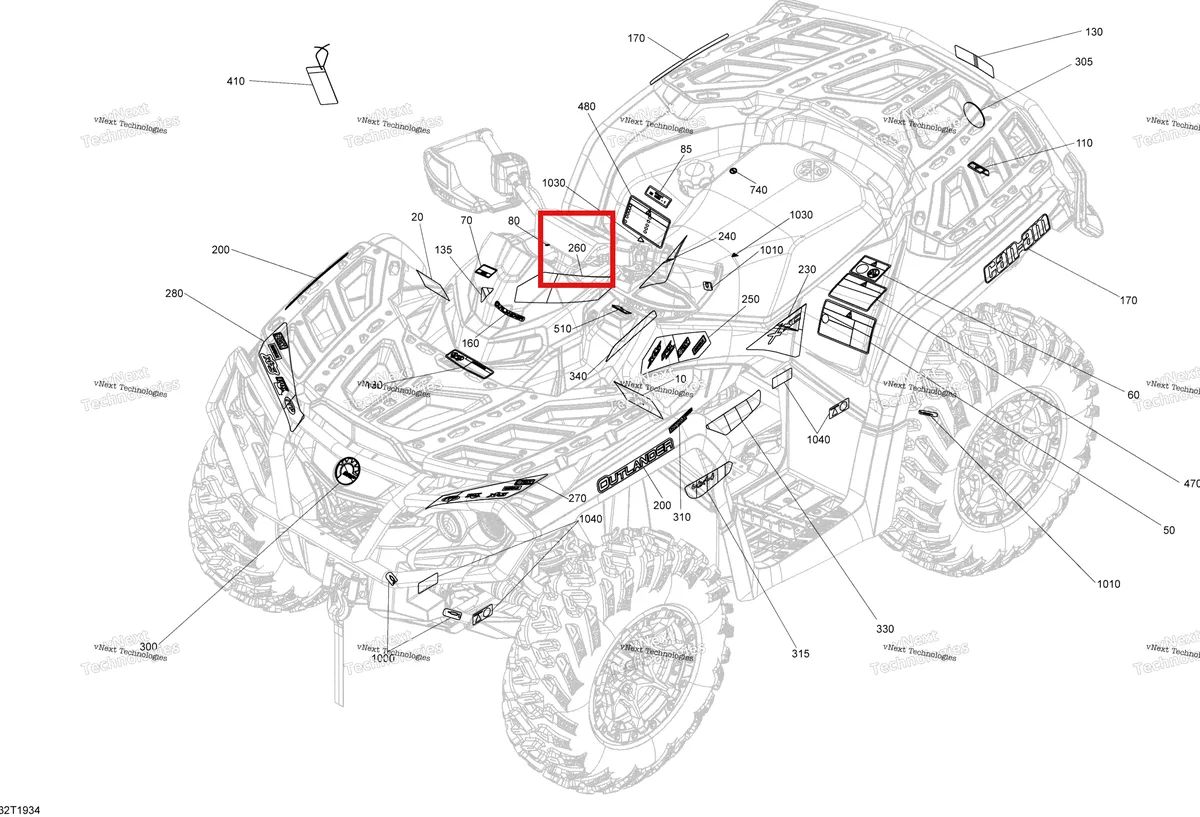 Деталь 704906883 на схеме узла 2019 Can-Am OUTLANDER 1000 EFI - T3 Decals Except Xmr
