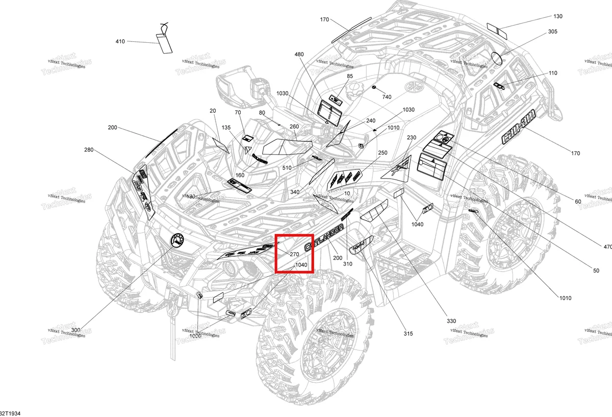 Деталь 704906884 на схеме узла 2019 Can-Am OUTLANDER 1000 EFI - T3 Decals Except Xmr