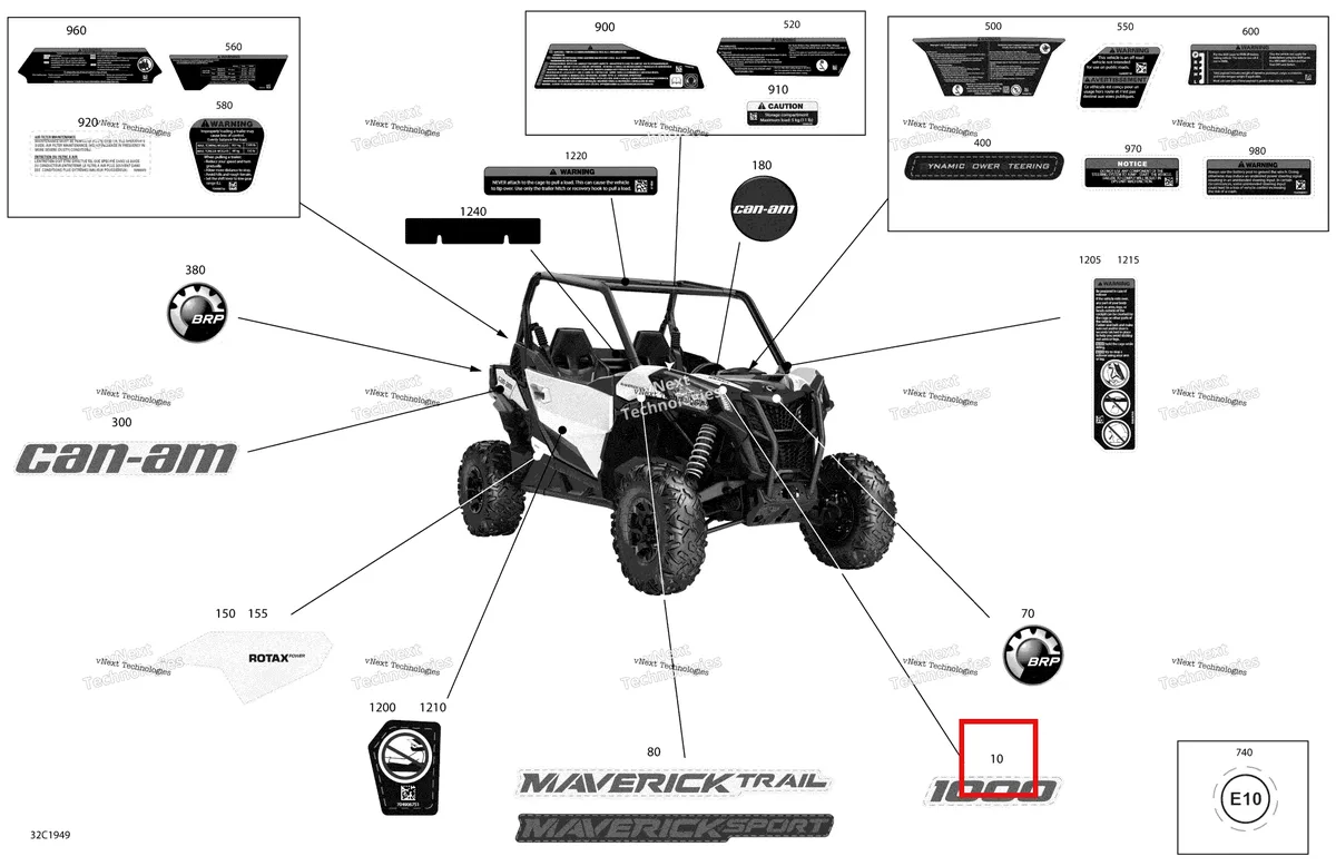 Деталь 704906917 на схеме узла 2019 Can-Am Maverick Trail 1000 - BASE DPS Decals - 1000 - Package Dps