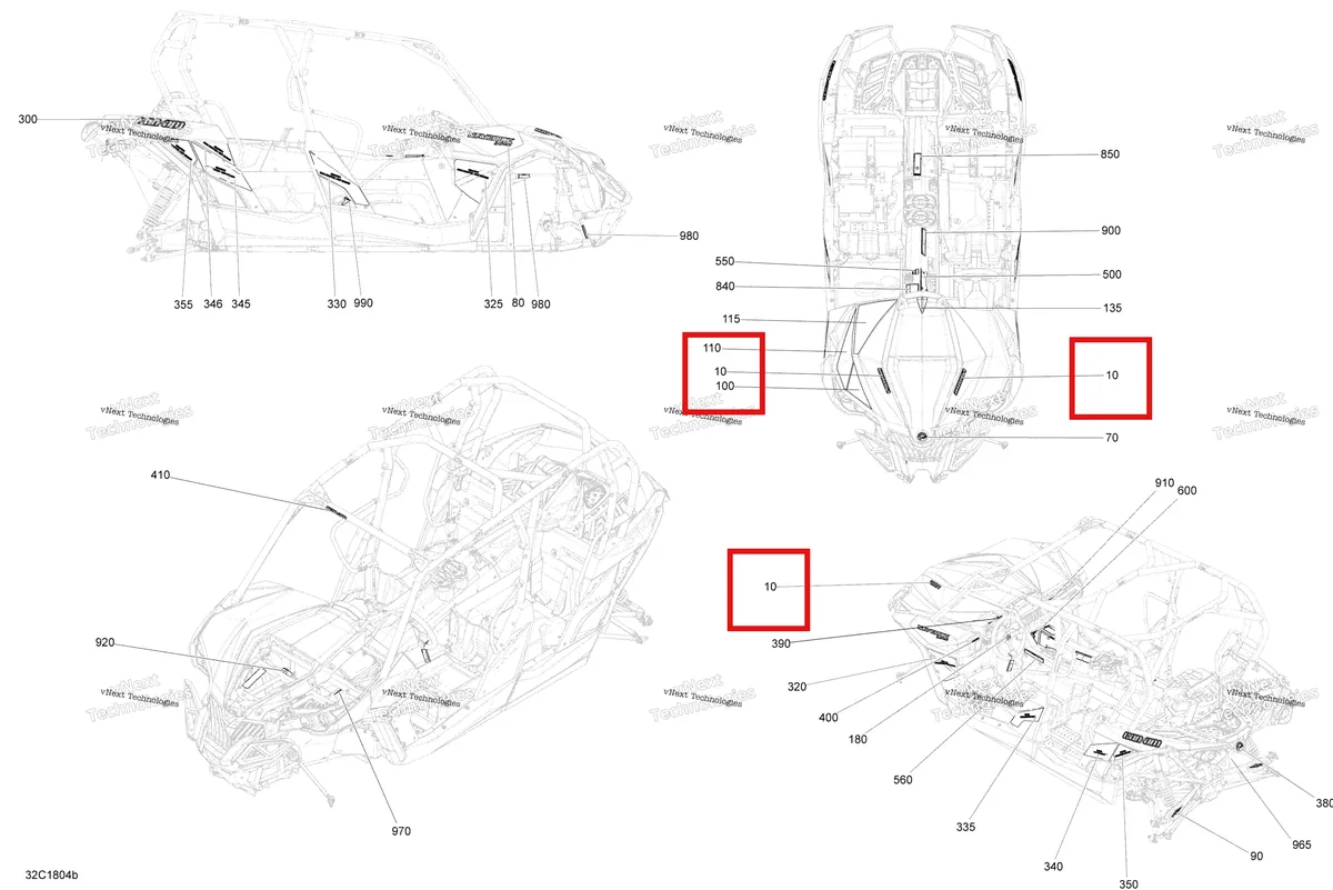 Деталь 704906949 на схеме узла 2018 Can-Am MAVERICK MAX Decals Maverick Max - Package Xmr