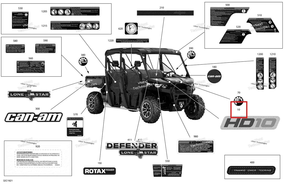 Деталь 704906989 на схеме узла 2019 Can-Am Defender MAX HD10 Decals - Hd10 - Lone Star Edition