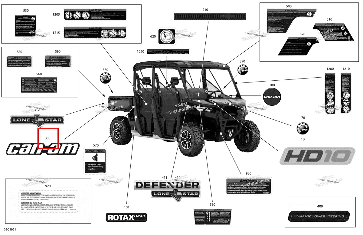 Деталь 704906990 на схеме узла 2019 Can-Am Defender MAX HD10 Decals - Hd10 - Lone Star Edition