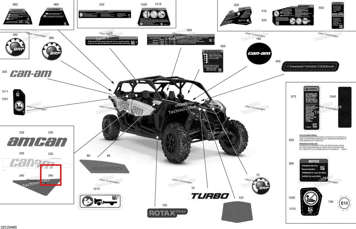 Деталь 704907009 на схеме узла 2020 Can-Am Maverick MAX Turbo Decals
