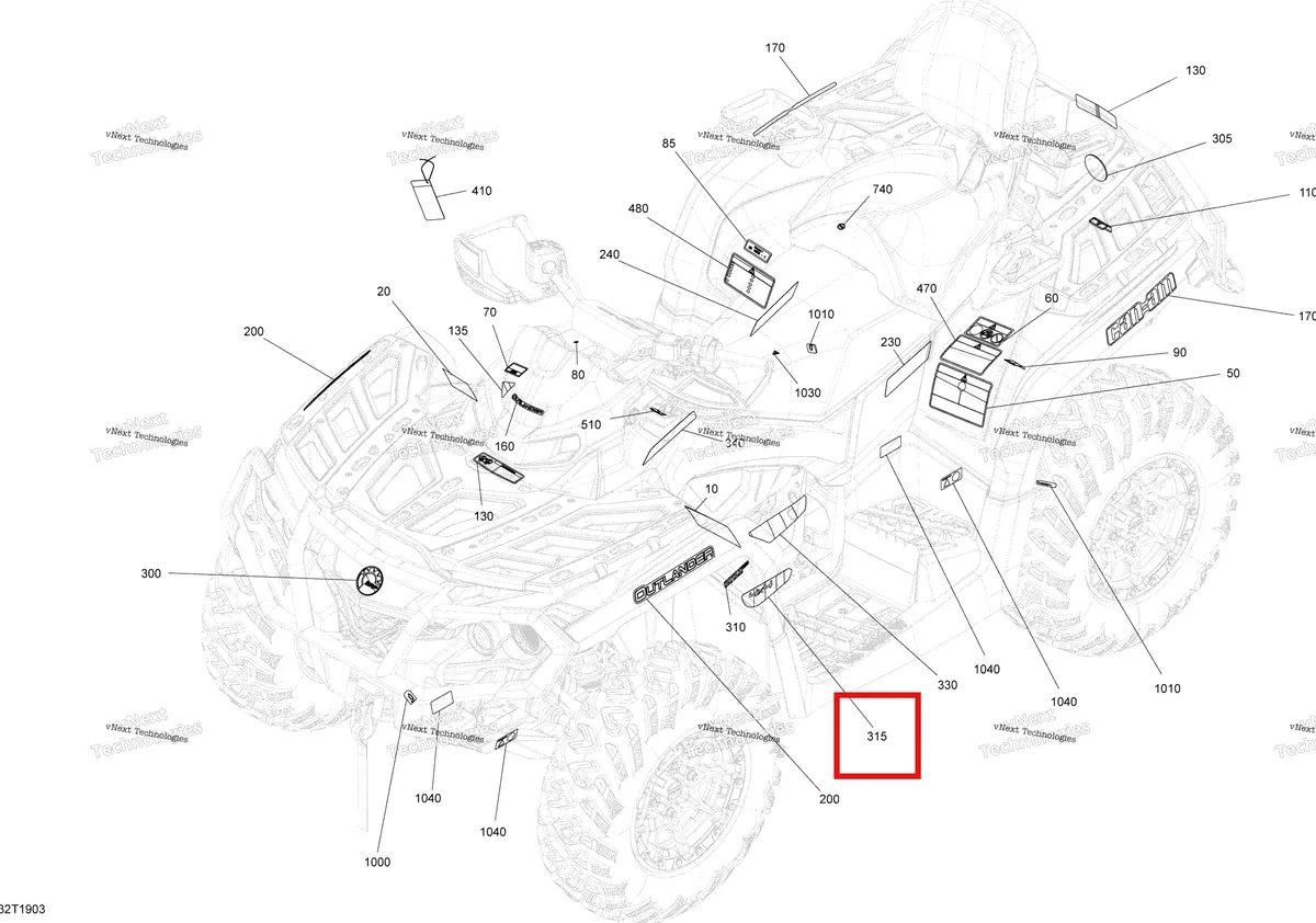 Деталь 704907066 на схеме узла 2019 Can-Am OUTLANDER 570 EFI - DPS PRO - T3 Decals Dps