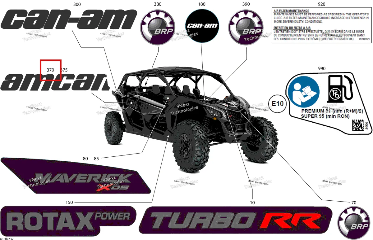 Деталь 704907078 на схеме узла 2024 Can-Am Maverick MAX Turbo RR - XDS - 7VRE - Timeless Black Metallic - 64