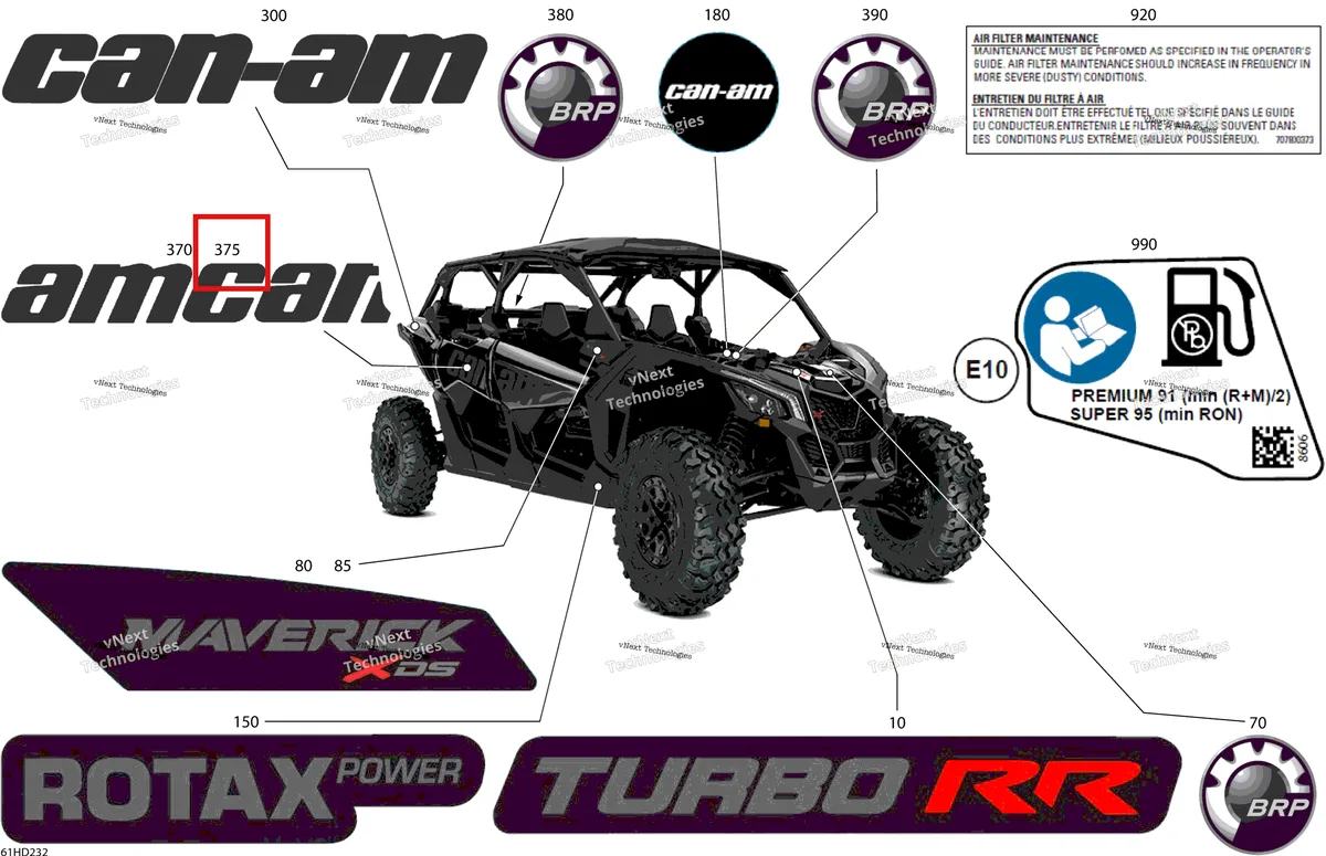 Деталь 704907079 на схеме узла 2024 Can-Am Maverick MAX Turbo RR - XDS - 7VRE - Timeless Black Metallic - 64
