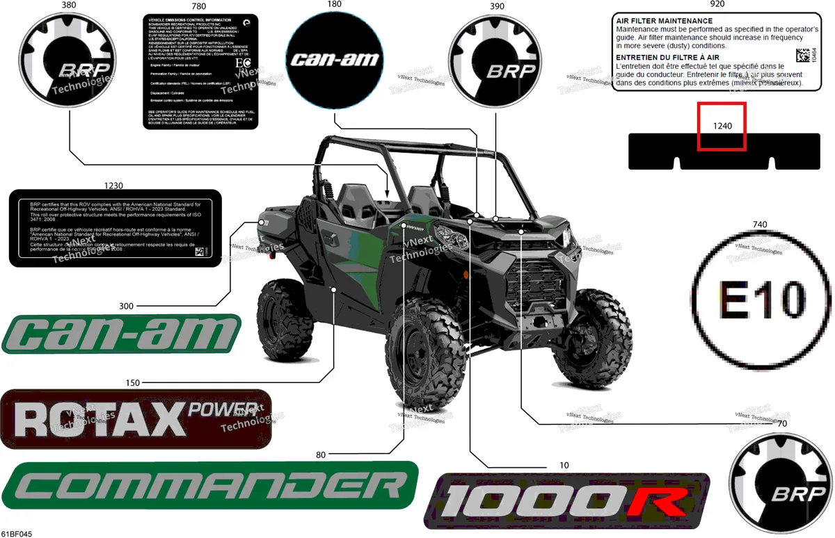 Деталь 704907108 на схеме узла 2026 Can-Am Commander - 1000R EFI - DPS - 6PTB - Compass Green - 60