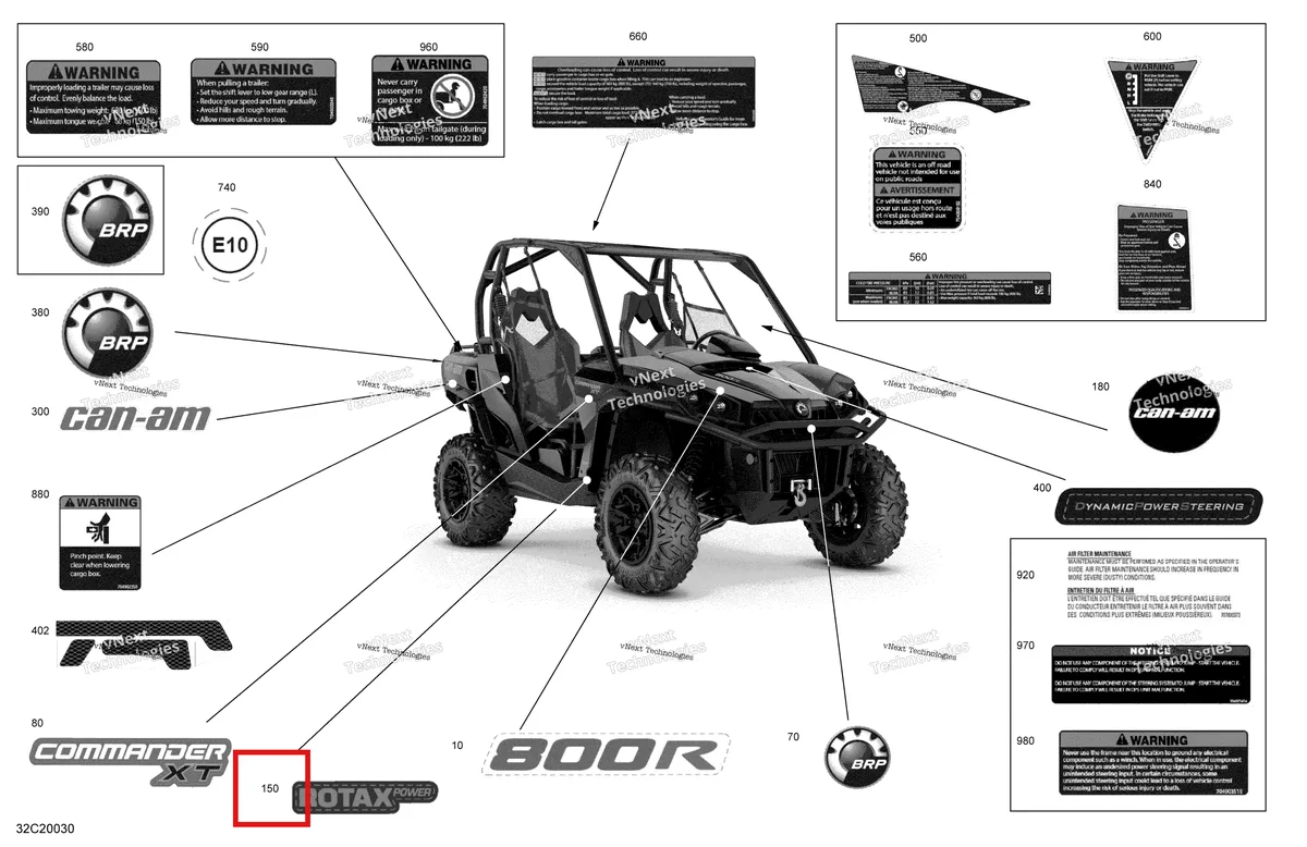 Деталь 704907132 на схеме узла 2020 Can-Am Commander 800R EFI Decals - Xt