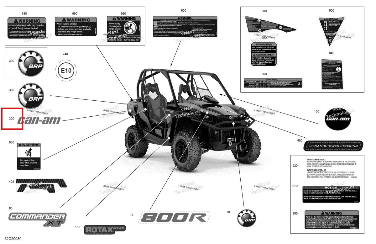Деталь 704907133 на схеме узла 2020 Can-Am Commander 800R EFI Decals - Xt