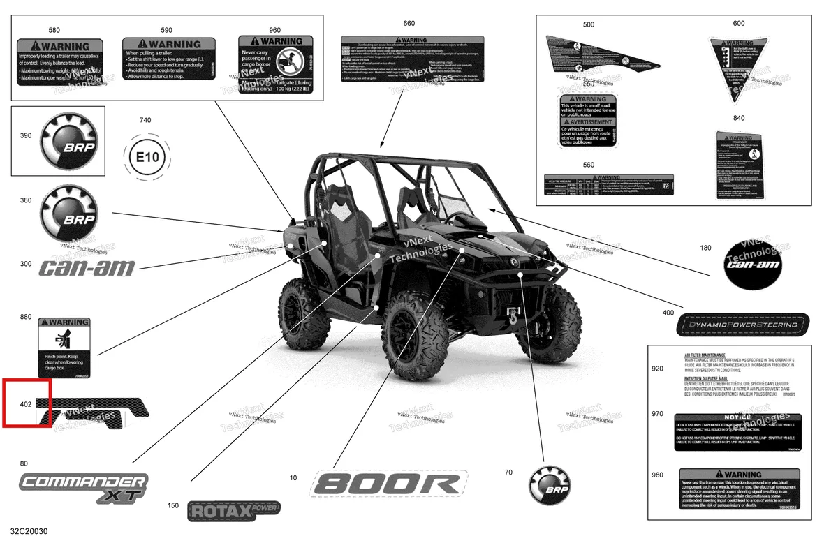Деталь 704907139 на схеме узла 2020 Can-Am Commander 800R EFI Decals - Xt