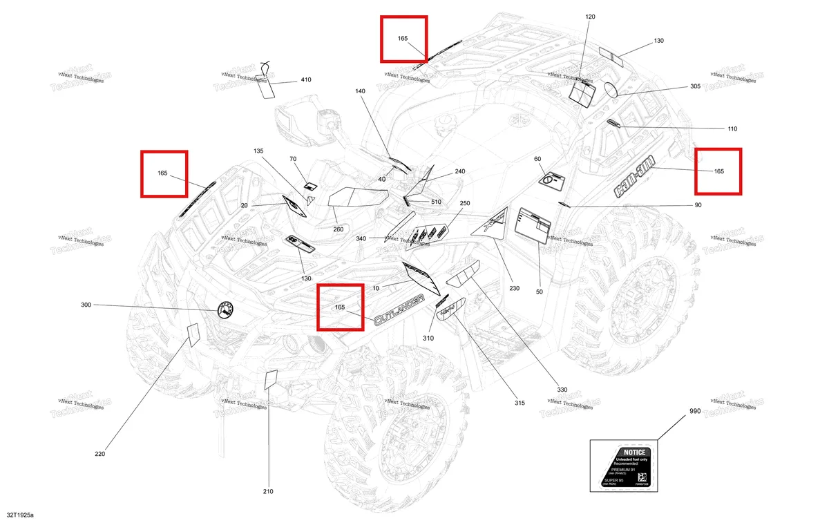 Деталь 704907153 на схеме узла 2019 Can-Am Outlander 1000R EFI Decals Xmr