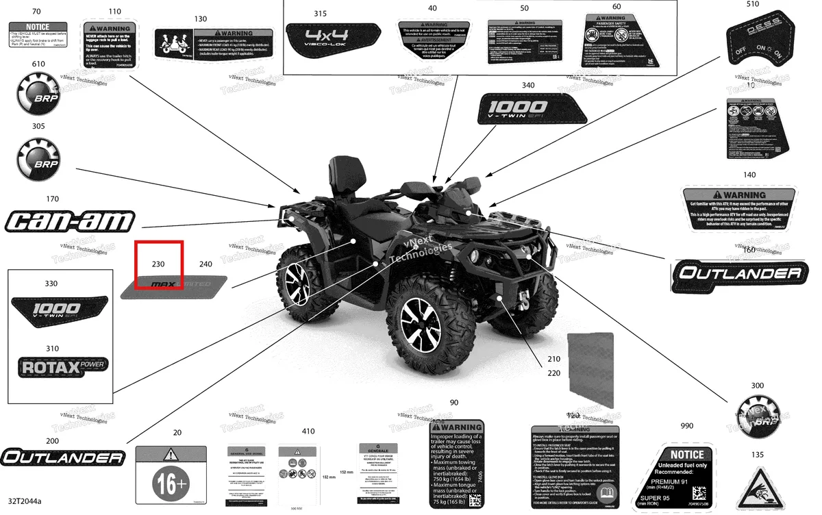 Деталь 704907163 на схеме узла 2020 Can-Am Outlander MAX 1000R EFI Decals - Ltd