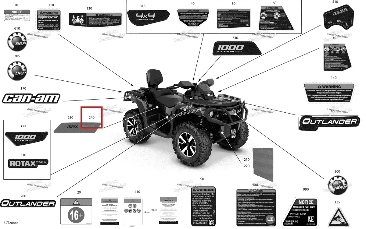 Деталь 704907164 на схеме узла 2020 Can-Am Outlander MAX 1000R EFI Decals - Ltd