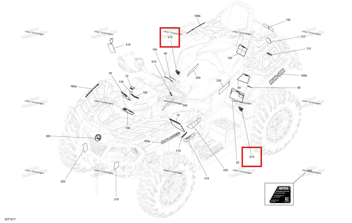 Деталь 704907165 на схеме узла 2019 Can-Am Outlander MAX 1000R EFI Decals Ltd