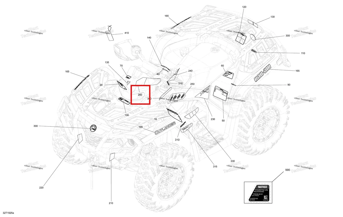 Деталь 704907189 на схеме узла 2019 Can-Am Outlander 1000R EFI Decals Xmr