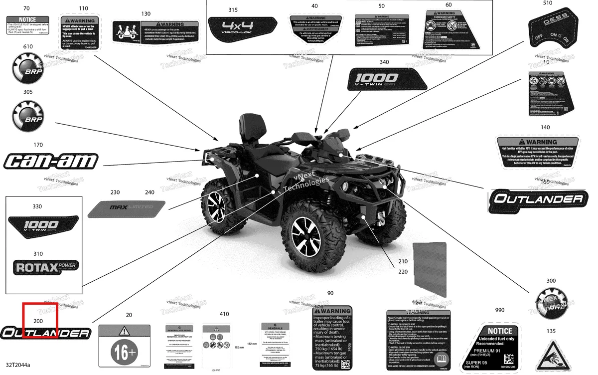Деталь 704907191 на схеме узла 2020 Can-Am Outlander MAX 1000R EFI Decals - Ltd