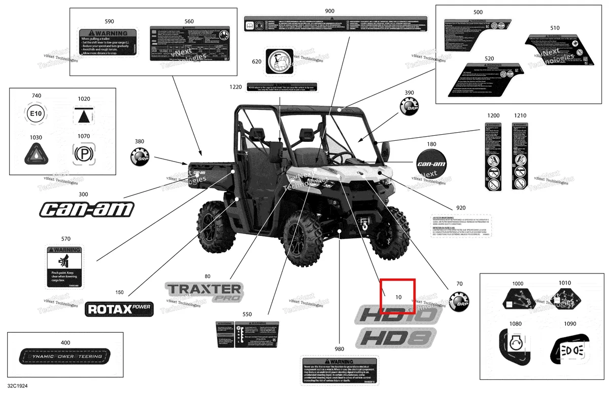 Деталь 704907206 на схеме узла 2019 Can-Am TRAXTER HD8 - T1B SERIES Decals - Hd8 - Pro