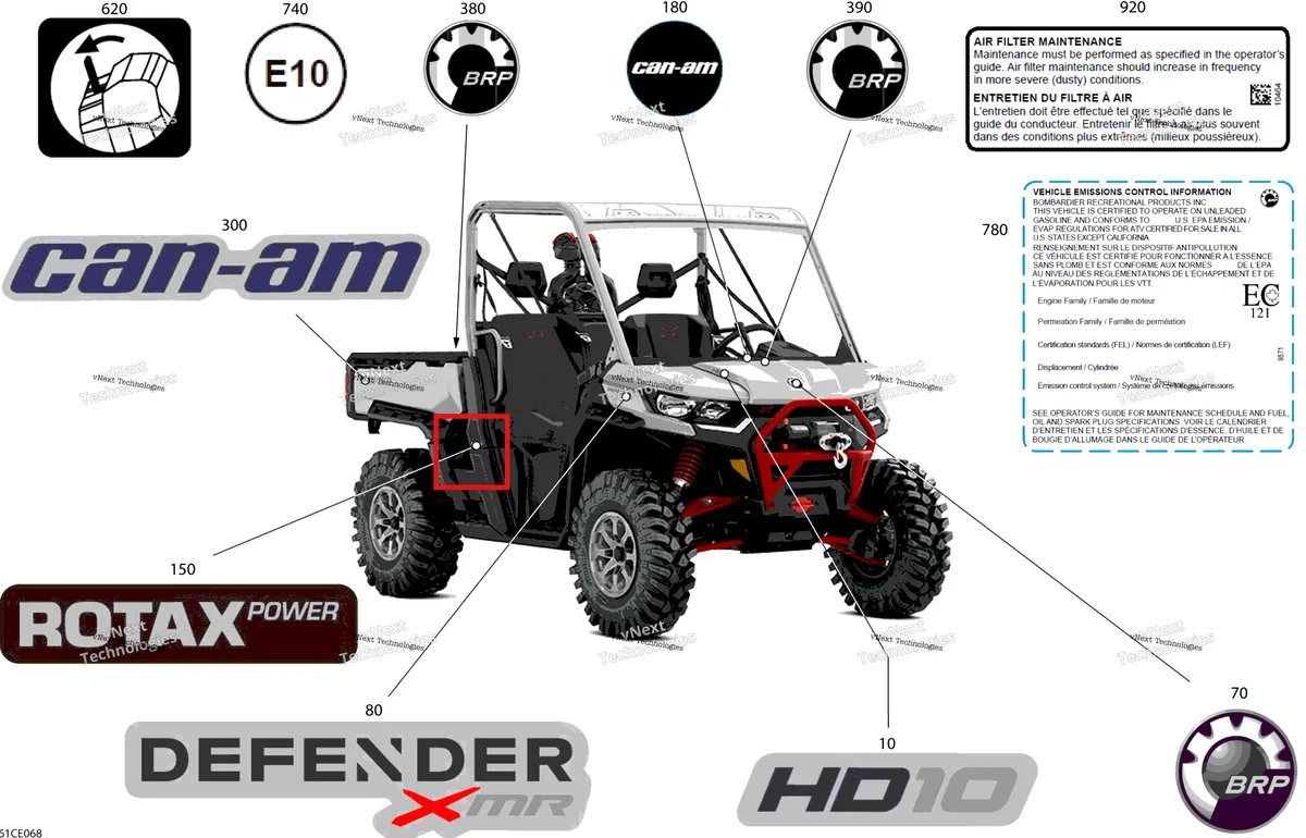 Деталь 704907216 на схеме узла 2025 Can-Am Defender - HD10 - XMR - 8YSC - Hyper Silver - 67