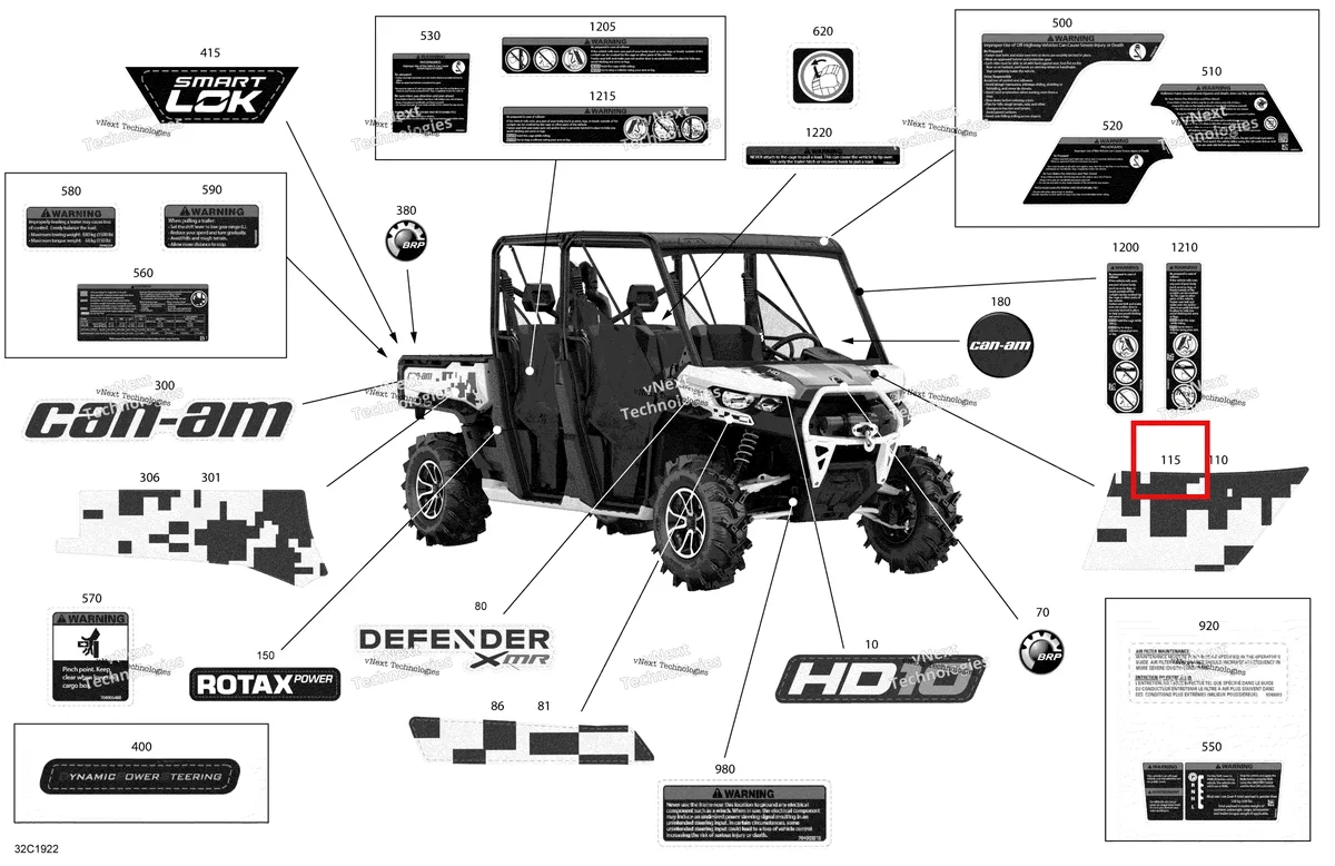 Деталь 704907218 на схеме узла 2019 Can-Am Defender MAX HD10 - XMR Decals - Hd10 - Xmr