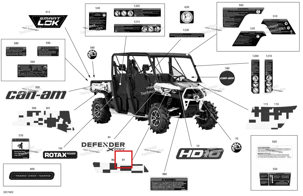 Деталь 704907221 на схеме узла 2019 Can-Am Defender MAX HD10 - XMR Decals - Hd10 - Xmr