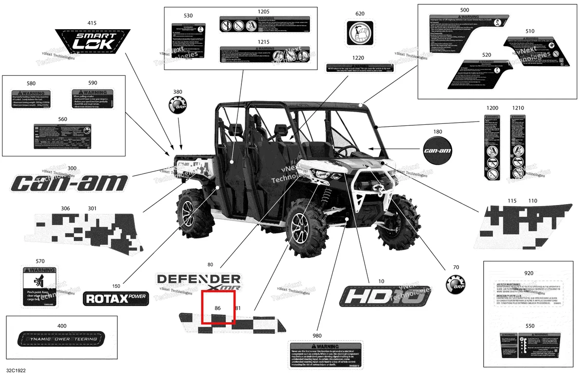 Деталь 704907222 на схеме узла 2019 Can-Am Defender MAX HD10 - XMR Decals - Hd10 - Xmr