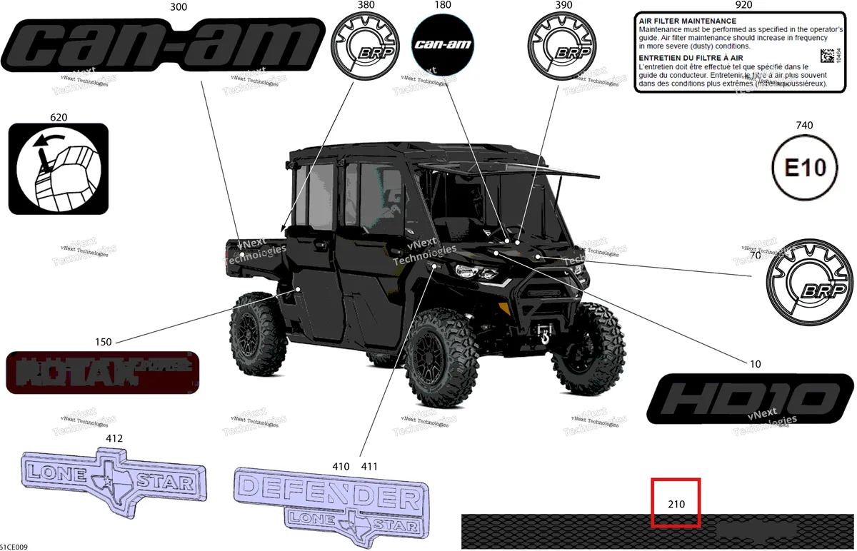 Деталь 704907232 на схеме узла 2025 Can-Am Defender Max - HD10 - TEX - 6USB - Stealth Black - 65