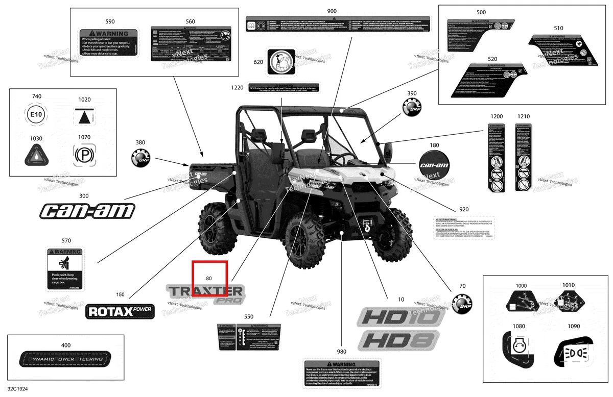Деталь 704907244 на схеме узла 2019 Can-Am TRAXTER HD8 - T1B SERIES Decals - Hd8 - Pro