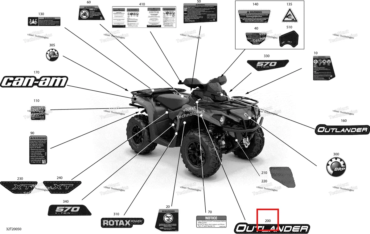 Деталь 704907254 на схеме узла 2020 Can-Am Outlander 570 EFI - STD DPS XT HUNTING Decals - Xt