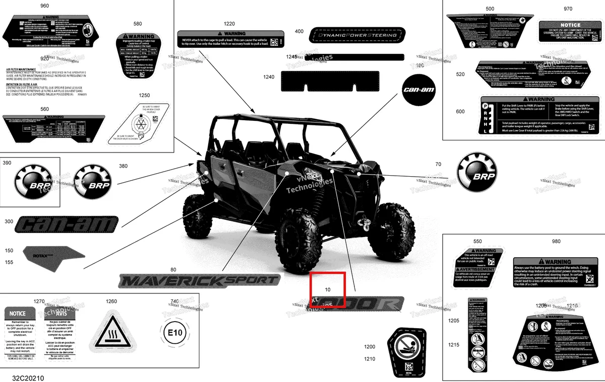 Деталь 704907280 на схеме узла 2020 Can-Am Maverick Sport MAX 1000R Decals - Dps