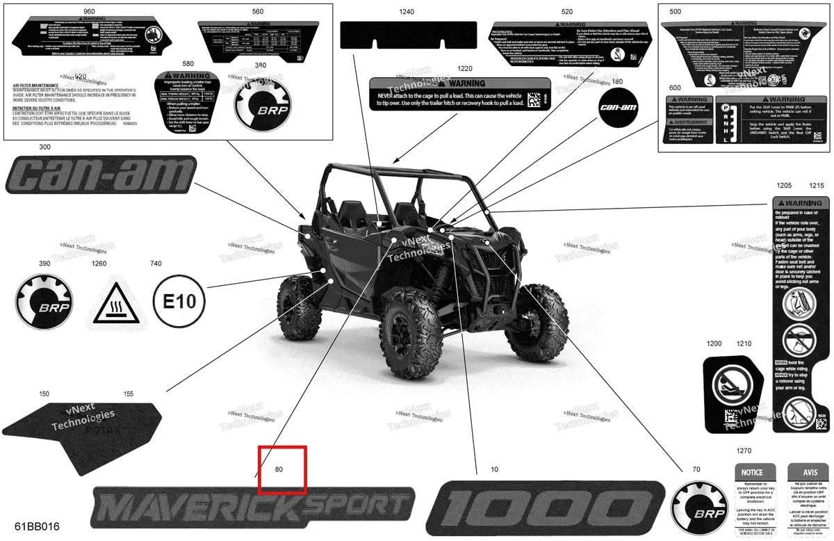 Деталь 704907281 на схеме узла 2022 Can-Am Maverick Sport 1000 - BASE Body - Decals