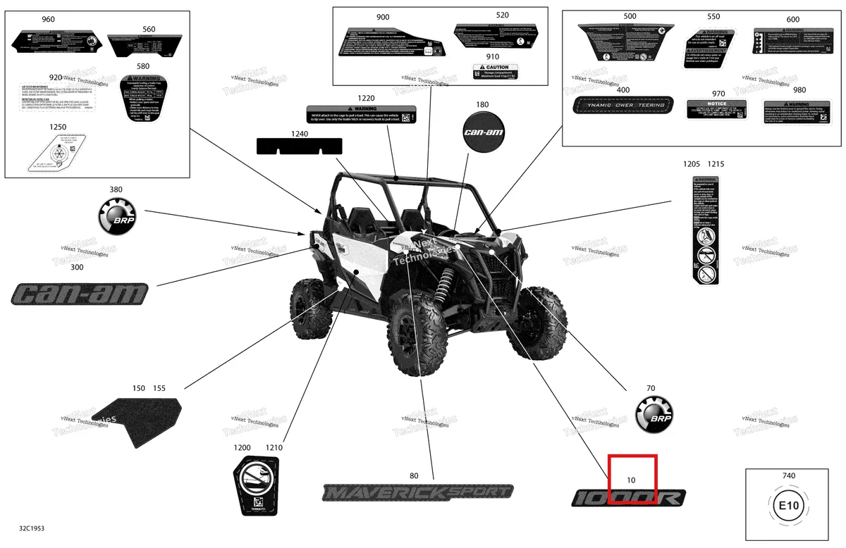 Деталь 704907282 на схеме узла 2019 Can-Am Maverick Sport 1000R - DPS Decals - 1000R - Package Dps