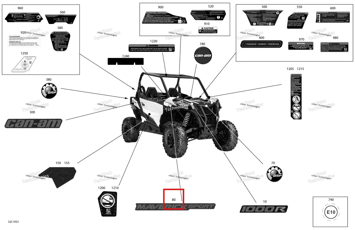 Деталь 704907283 на схеме узла 2019 Can-Am Maverick Sport 1000R - DPS Decals - 1000R - Package Dps