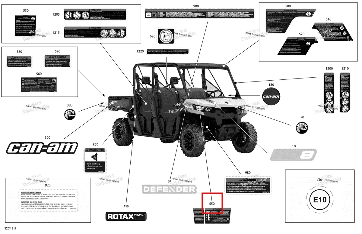 Деталь 704907329 на схеме узла 2019 Can-Am Defender MAX HD8 Decals - Hd8 - Base