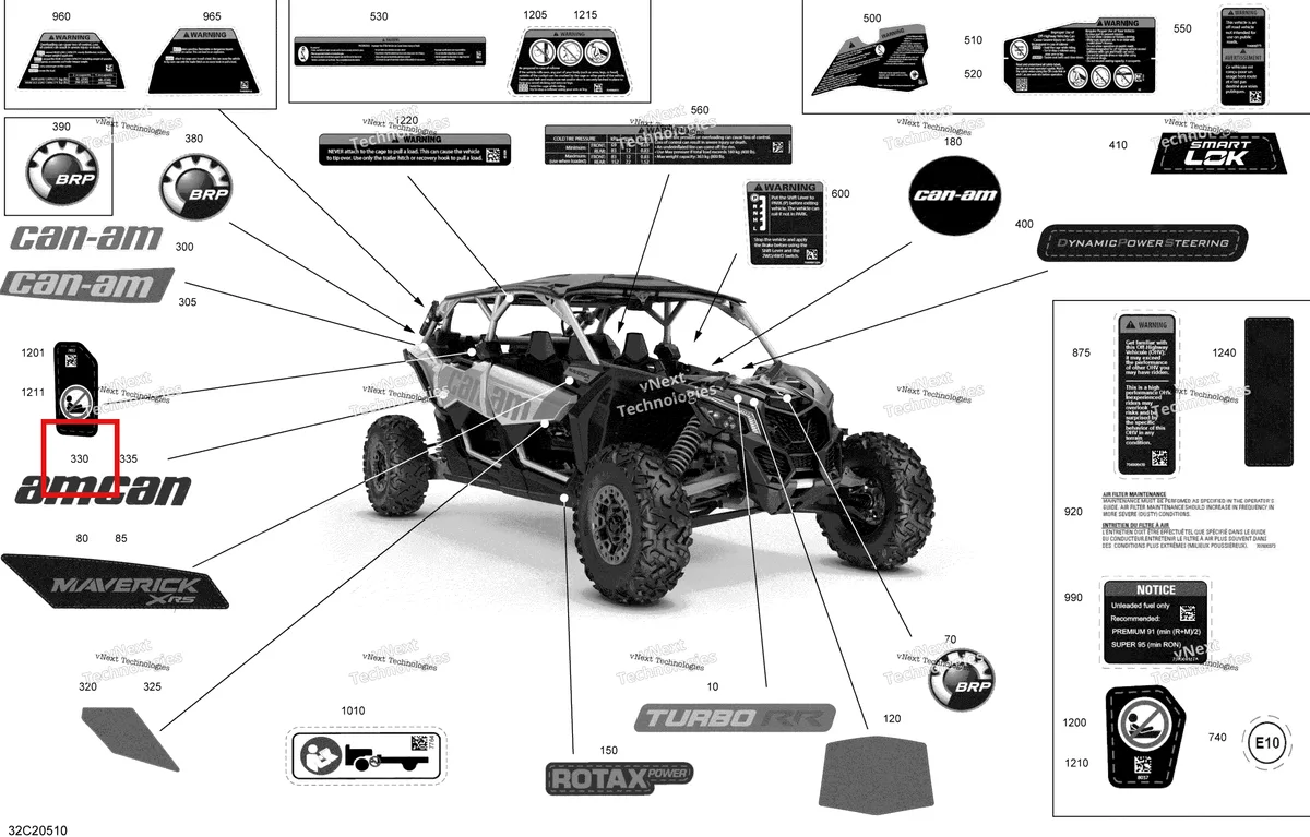 Деталь 704907357 на схеме узла 2020 Can-Am Maverick MAX Turbo R, Turbo RR - STD XDS XRS Decals - Xrs