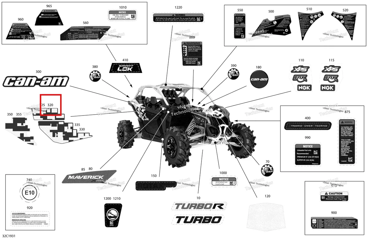 Деталь 704907365 на схеме узла 2019 Can-Am Maverick Turbo Decals - Turbo - Package Xmr - North America