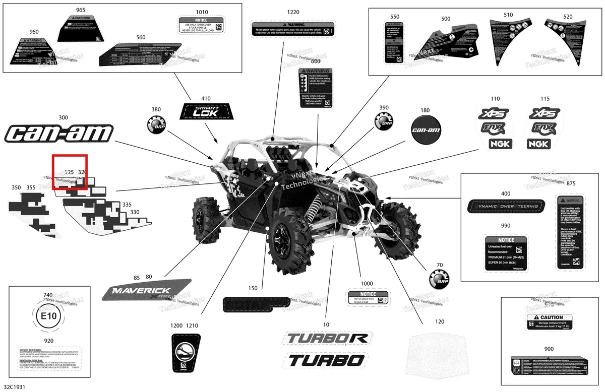 Деталь 704907366 на схеме узла 2019 Can-Am Maverick Turbo Decals - Turbo - Package Xmr - North America