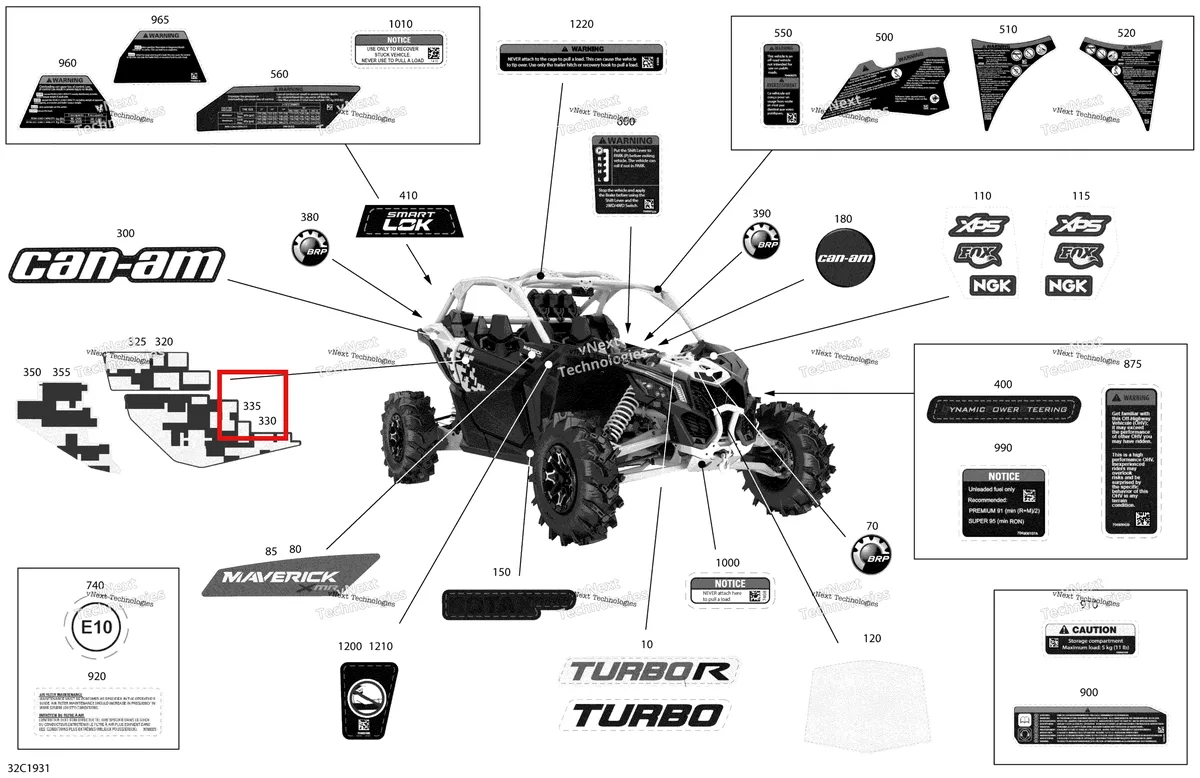 Деталь 704907368 на схеме узла 2019 Can-Am Maverick Turbo Decals - Turbo - Package Xmr - North America