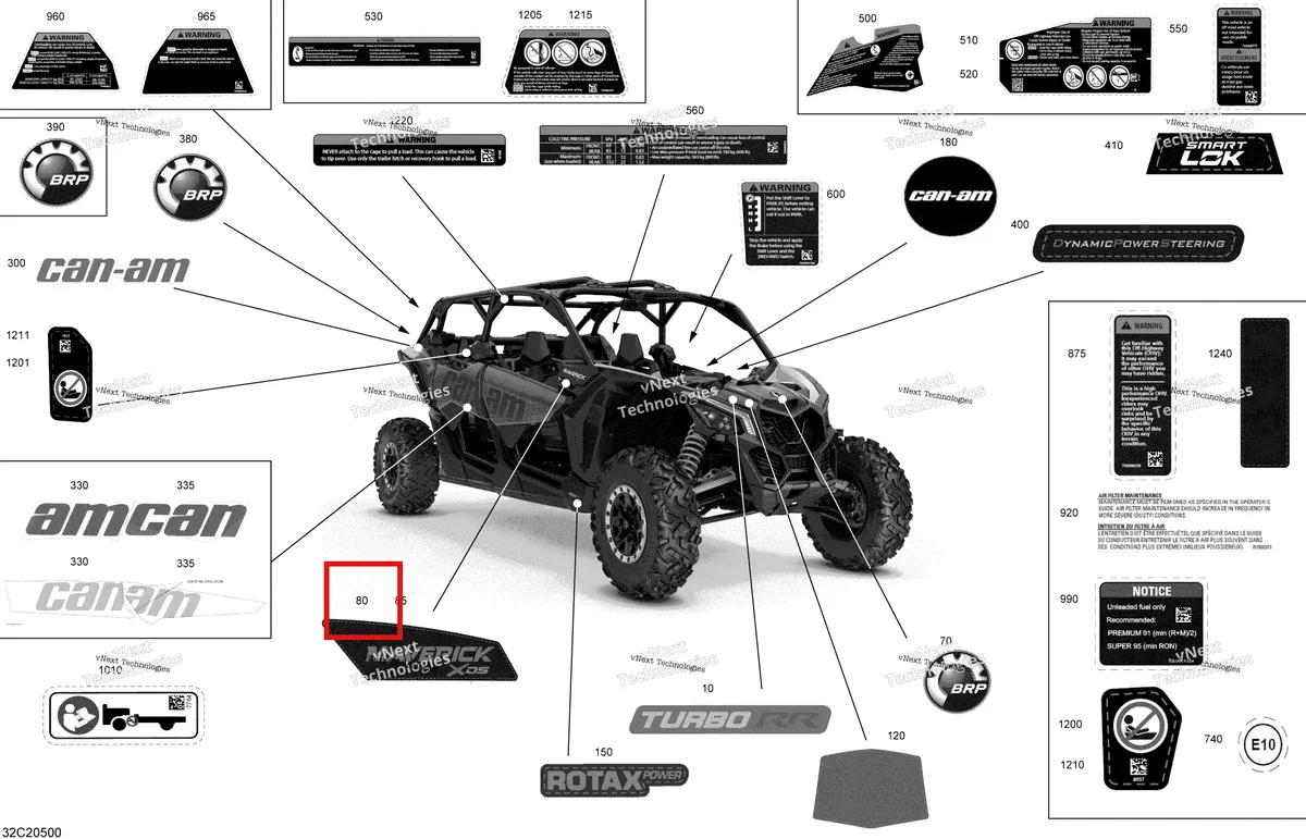 Деталь 704907376 на схеме узла 2020 Can-Am Maverick MAX Turbo R, Turbo RR - STD XDS XRS Decals - Xds