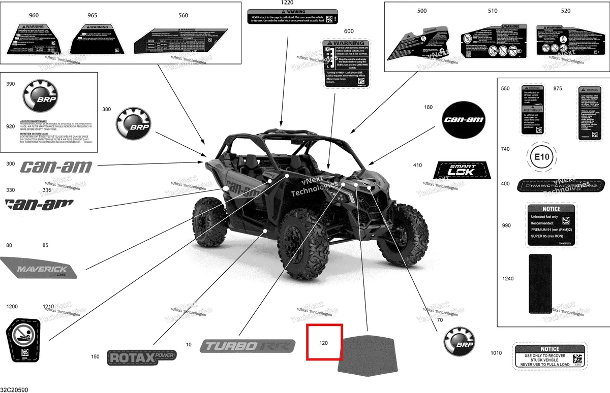 Деталь 704907378 на схеме узла 2020 Can-Am Maverick Turbo R, Turbo RR - STD XDS XRS Decals - Xds