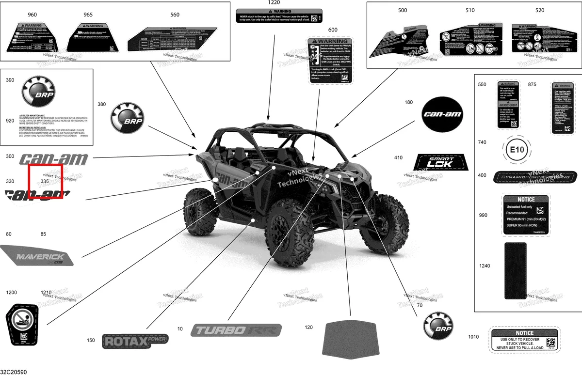 Деталь 704907382 на схеме узла 2020 Can-Am Maverick Turbo R, Turbo RR - STD XDS XRS Decals - Xds