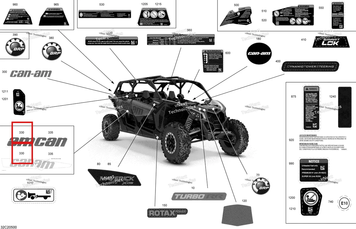 Деталь 704907383 на схеме узла 2020 Can-Am Maverick MAX Turbo R, Turbo RR - STD XDS XRS Decals - Xds