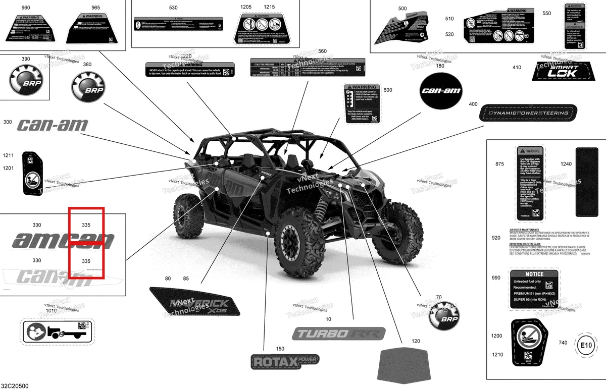 Деталь 704907384 на схеме узла 2020 Can-Am Maverick MAX Turbo R, Turbo RR - STD XDS XRS Decals - Xds