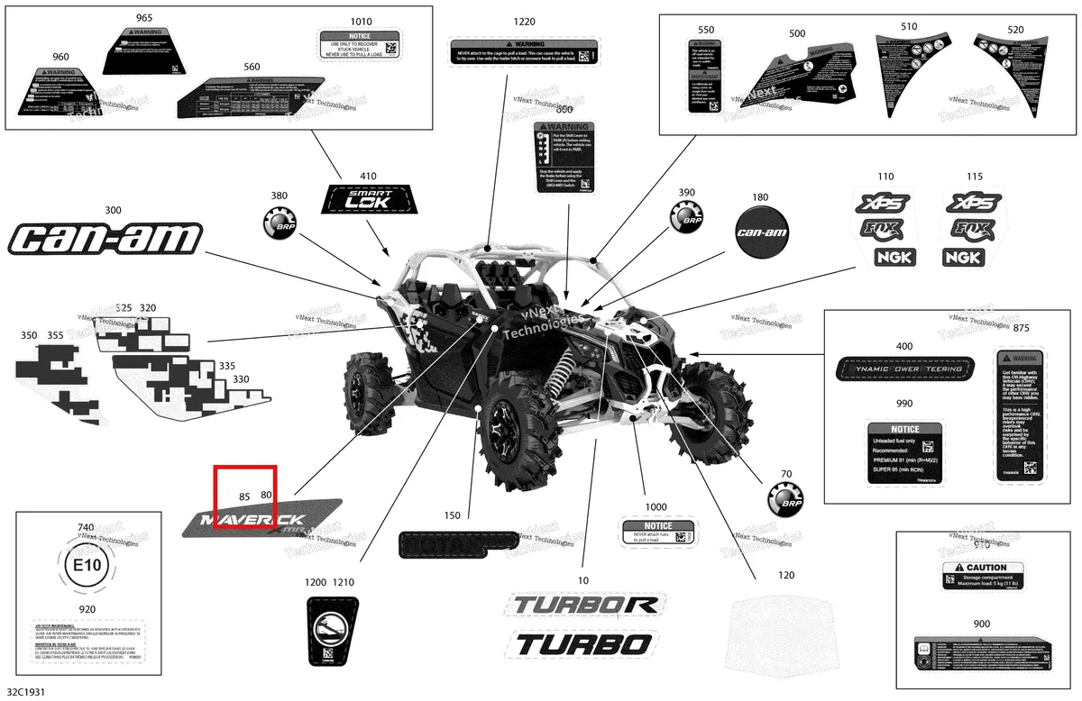 Деталь 704907386 на схеме узла 2019 Can-Am Maverick Turbo Decals - Turbo - Package Xmr - North America