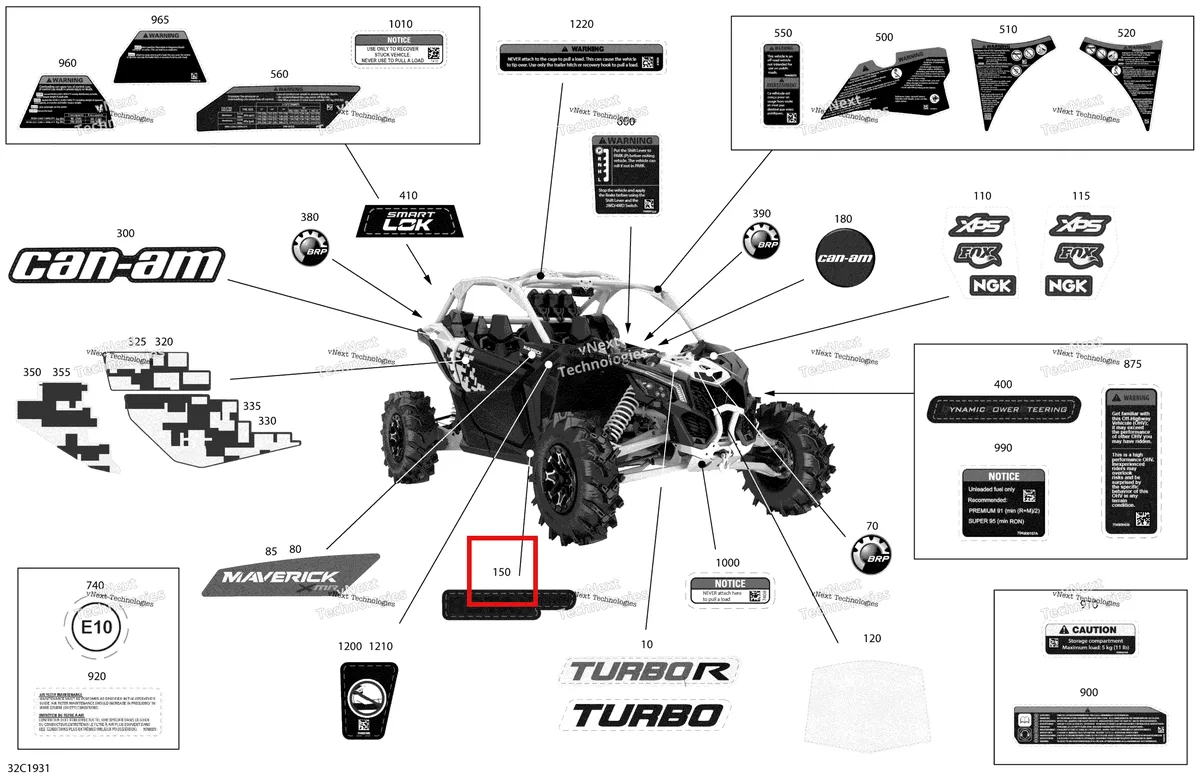 Деталь 704907387 на схеме узла 2019 Can-Am Maverick Turbo Decals - Turbo - Package Xmr - North America