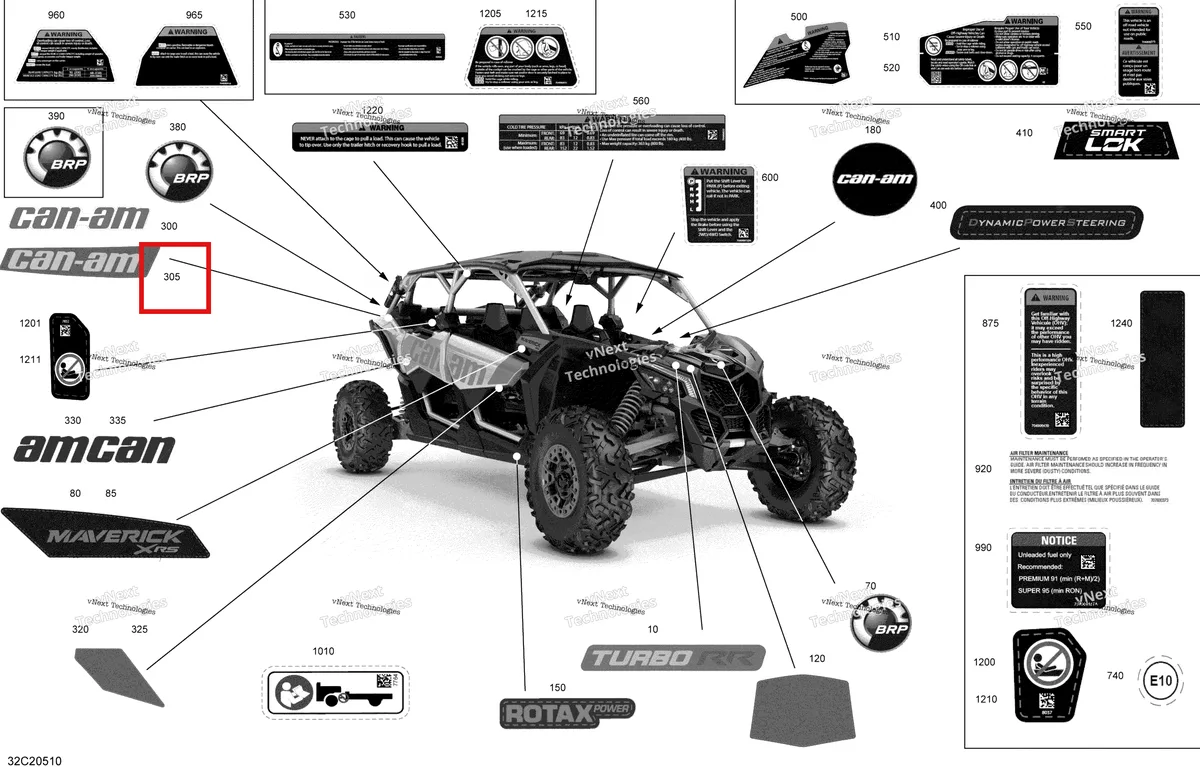 Деталь 704907392 на схеме узла 2020 Can-Am Maverick MAX Turbo R, Turbo RR - STD XDS XRS Decals - Xrs