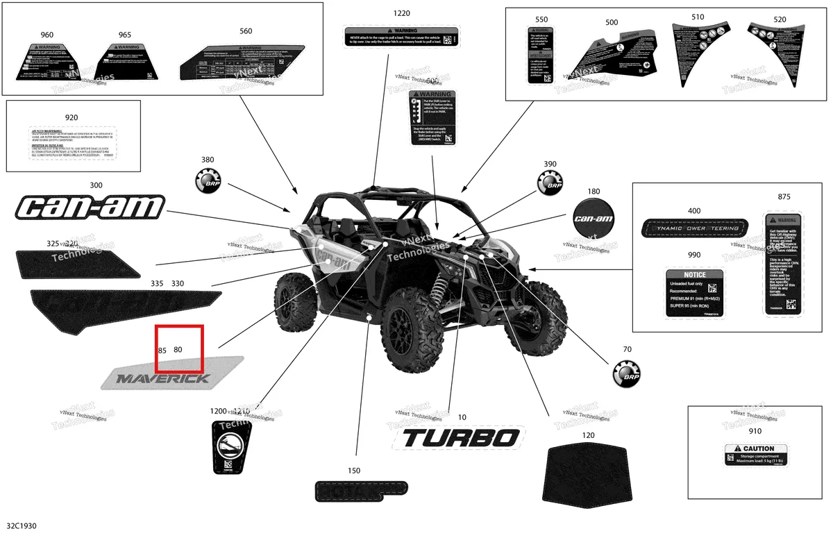 Деталь 704907436 на схеме узла 2019 Can-Am Maverick Turbo Decals - Turbo - Package Std - North America