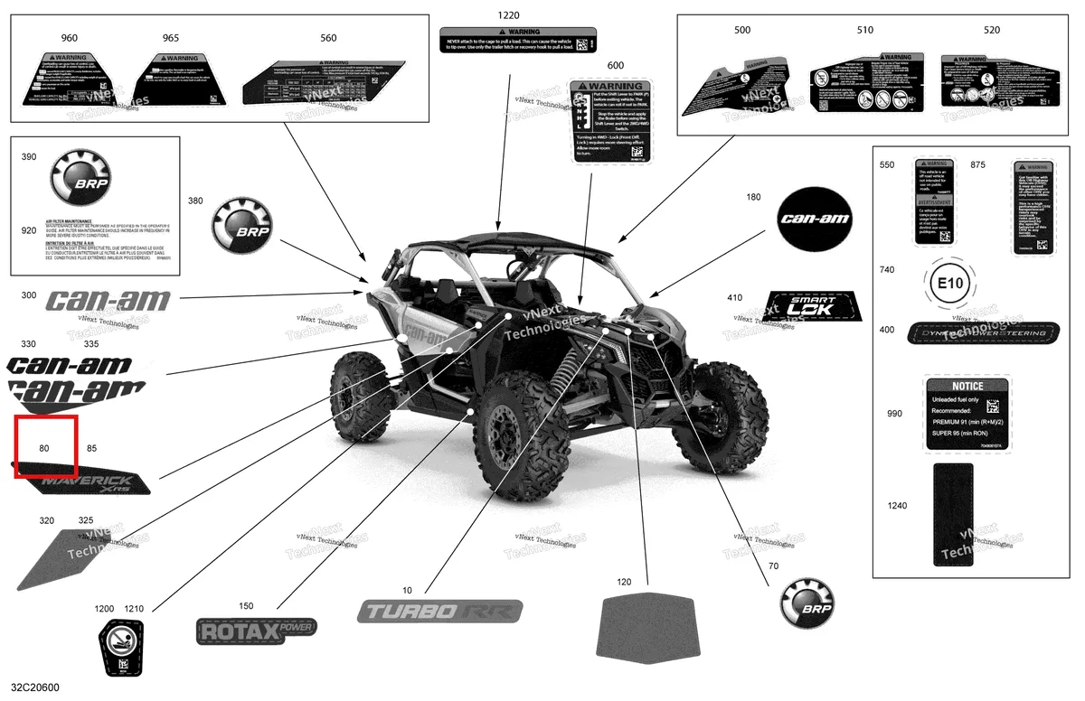Деталь 704907438 на схеме узла 2020 Can-Am Maverick Turbo R, Turbo RR - STD XDS XRS Decals - Xrs